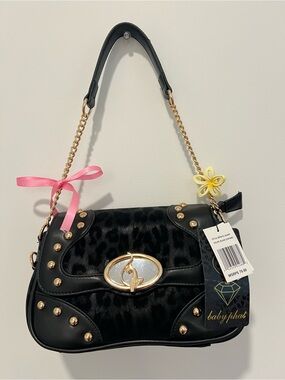 NWT Baby Phat Y2K Black Leopard Shoulder Bag